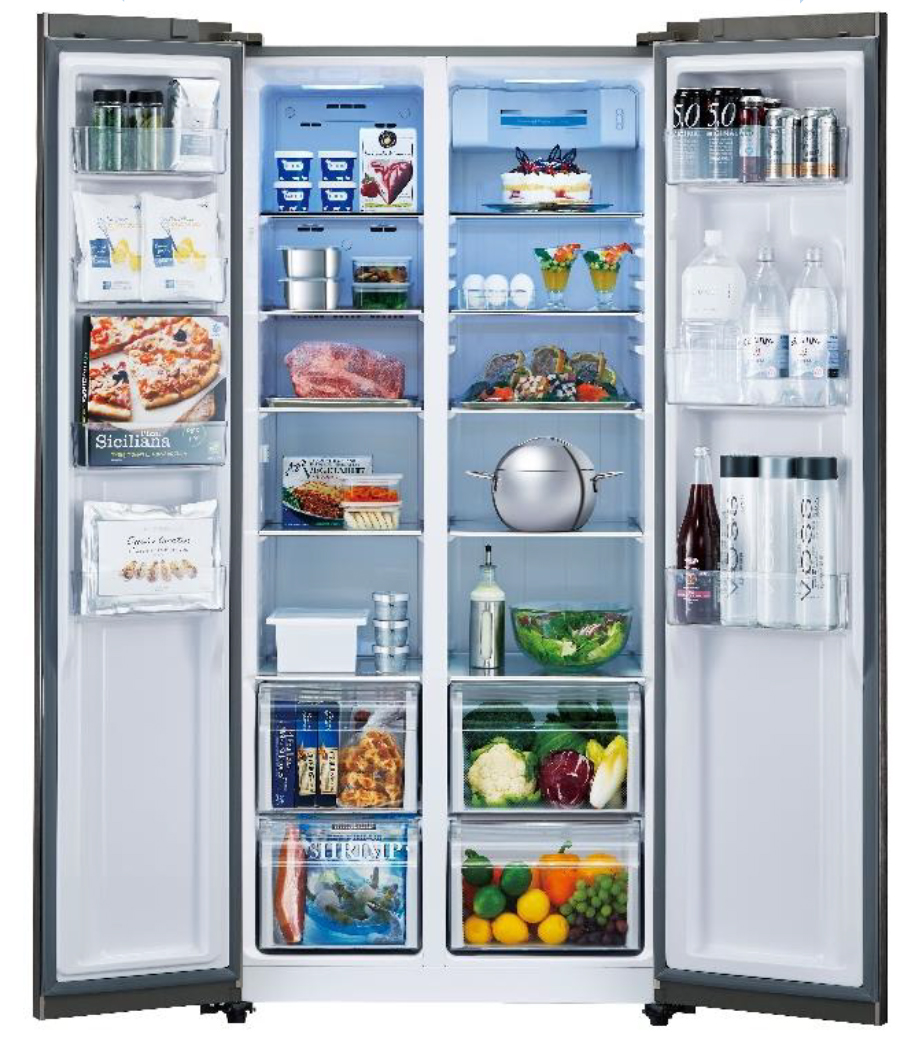 アクアから左サイドに冷凍室 右サイドに冷蔵室を配置した欧米スタイルの冷蔵庫 パノラマ オープン Aqr Sbs45f が登場 Dime アットダイム