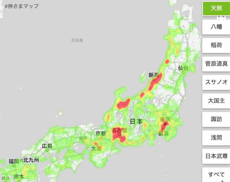 全国の神様の分布を見える化した 神さまマップ が面白い Dime アットダイム