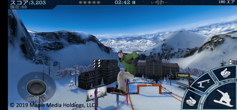 高難易度のジャンプやアクロバットを繰り出して着地が決まれば高得点 本格派スノーボードゲームアプリ Snowboard Party Dime アットダイム