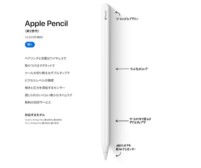 魅力の 第2世代 Pencil PC/タブレット アップルペンシル Apple Sokuhatsu Sou Kanou