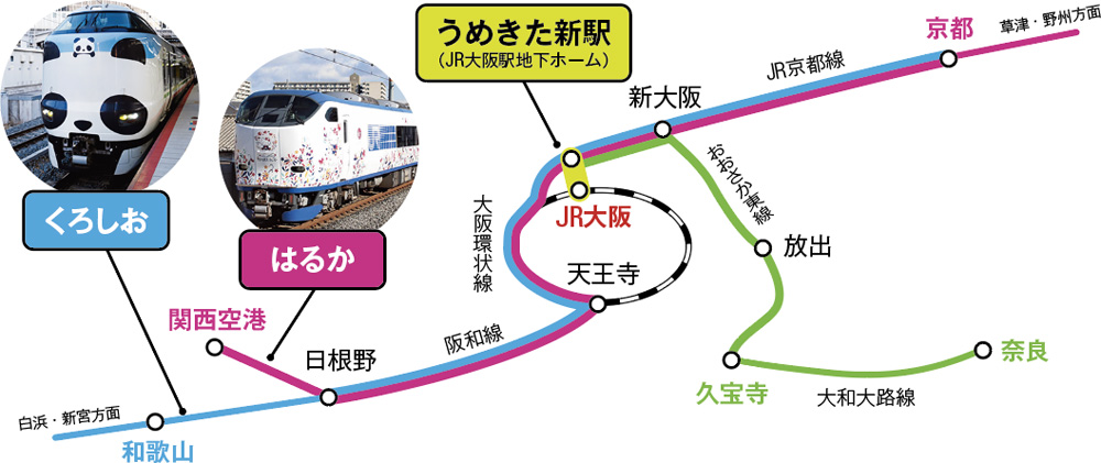 「はるか」「くろしお」の大阪駅乗り入れで奈良・和歌山方面からの空港アクセスが便利に