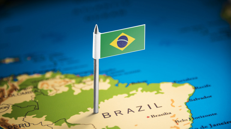 ブラジルの地図と国旗