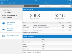 「GeekBench 3」で測定したスコア