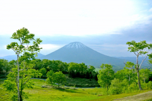 羊蹄パノラマテラスから眺めた羊蹄山。富士山に似た姿から蝦夷富士とも。