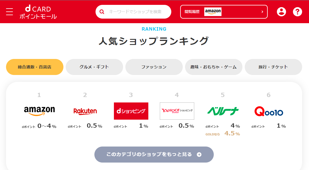 dカードポイントモールのキャプチャ画像2