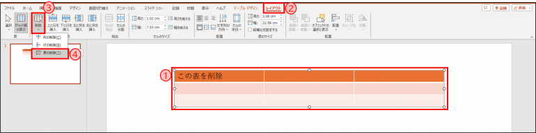 表の削除