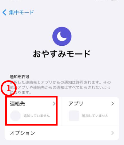 おやすみモード　連絡先