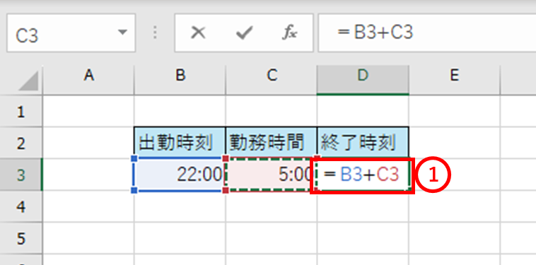 終了時刻の数式