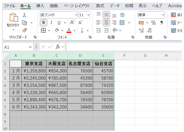 選択した列が自動で最適な幅に調整される