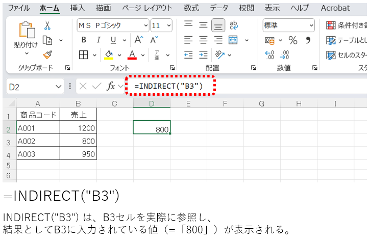 INDIRECT関数サンプル