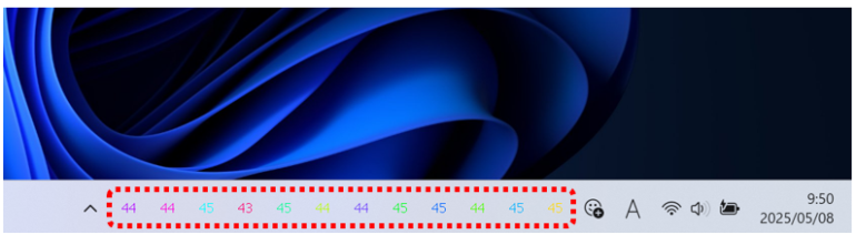 タスクバーにCPUの温度が表示されるようになる。