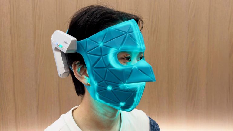 YA-MAN ブルーグリーンマスク 美顔器 ヤーマン独自の505nmの青緑LED搭載の1回10分つけるだけマスク型