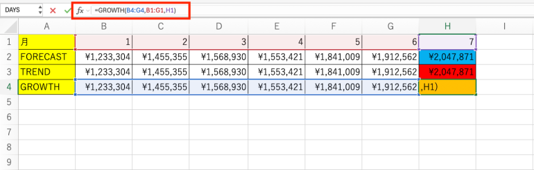 GROWTH関数を使う