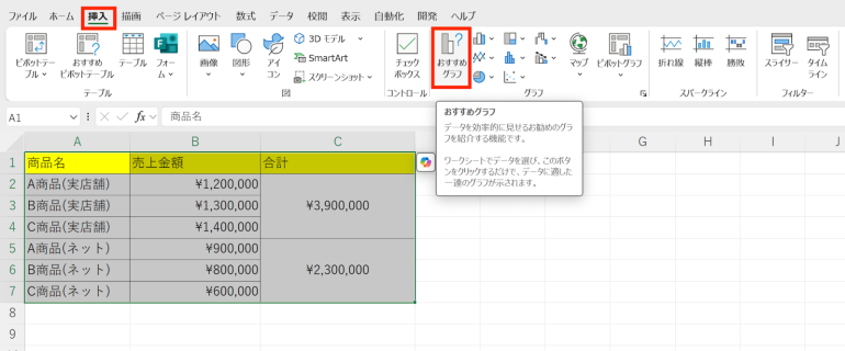 おすすめグラフをクリック