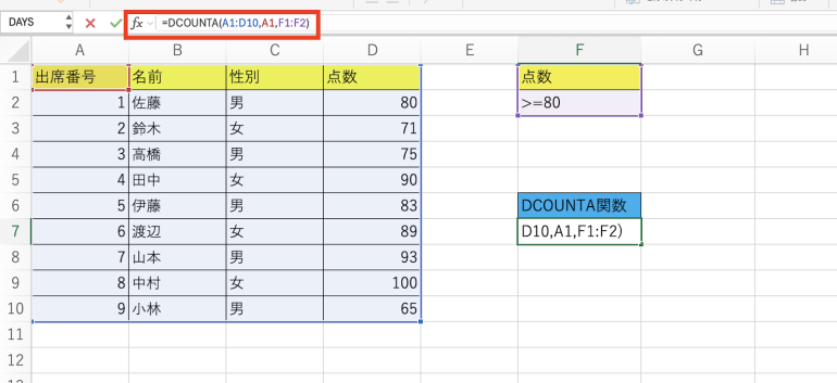 80点以上か判定