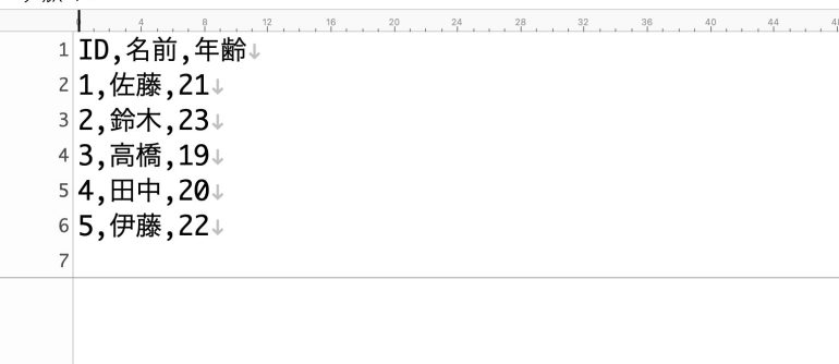 CSVファイルを作成