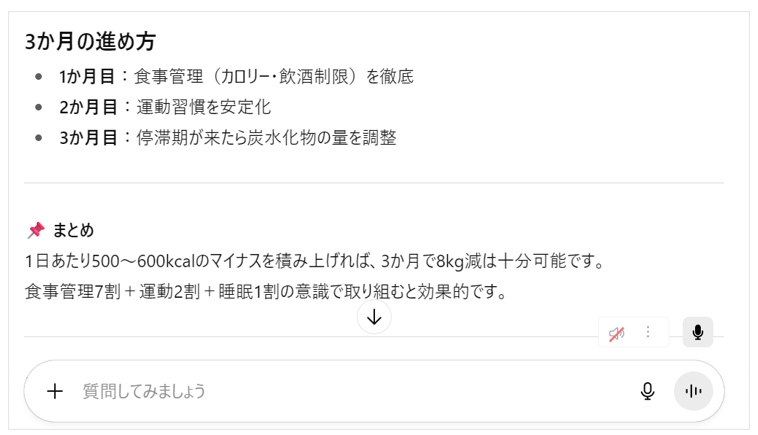 チャットGPTから３か月の進め方を教えてもらった画面