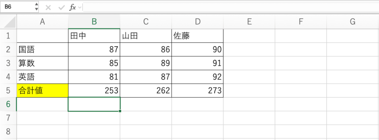 BYCOL関数の実行結果