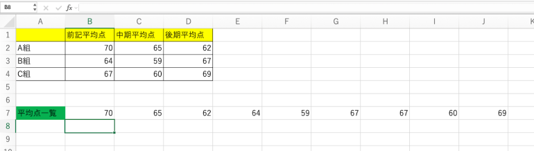 配列を1行にした結果