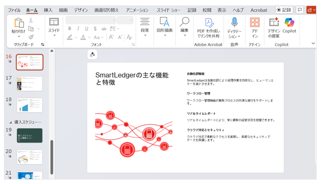 作成されたスライドを確認する画面
