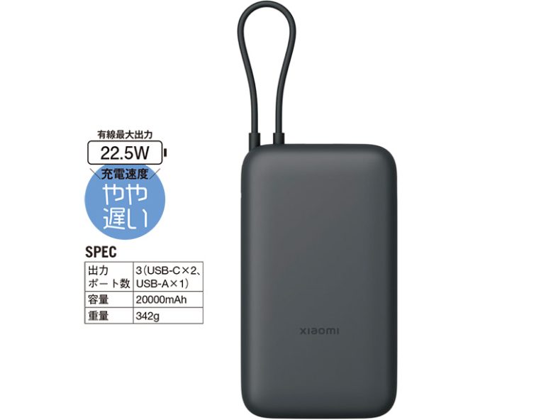 Xiaomi『22.5W Power Bank 20000mAh（Integrated Cable）』