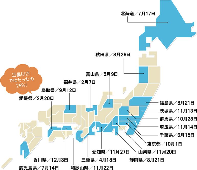 都道府県民の日が制定されている都道府県